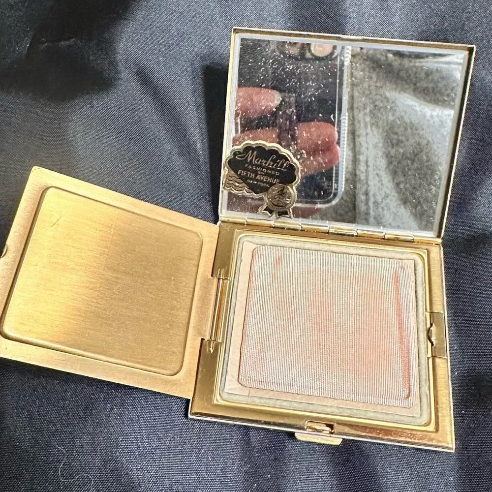 Vintage 1950s Marhill Diamanté Rhinestone Powder Compact - Picture 7 of 10